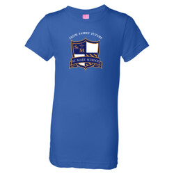 GIRLS Fine Jersey Longer Length T-Shirt, StMaryCrest_Slogan_White