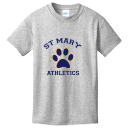 YOUTH 100% Cotton T Shirt, StMaryPaw_BlueYellowPaw